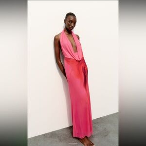 Zara draped tulle halter dress